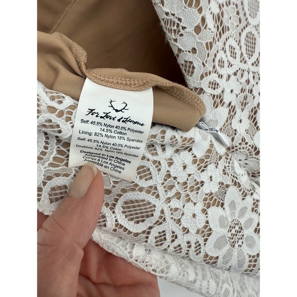 For Love and Lemons White Lace Midi Dress Deep V Neck Size M Sheer Fairy Bride - Picture 11 of 16